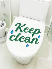 1pc Green Text Toilet Sticker - Funny And Eye-Catching Toilet Lid Sticker To Add Personalized To Your Bathroom - Multicolor - View 3