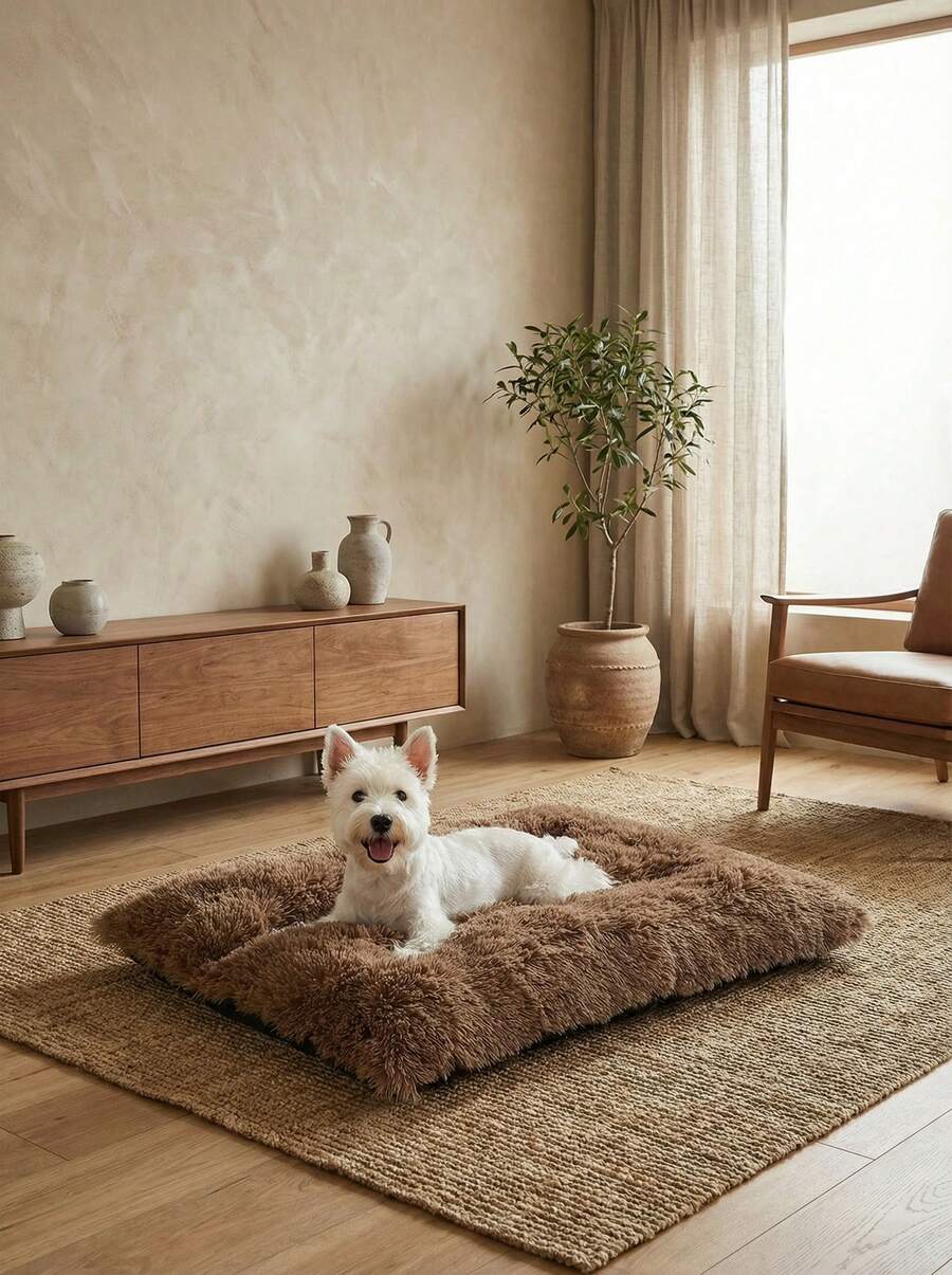 PETSIN 1 pieza Cama esponjosa para perro, Cojín cómodo para mascotas, Tela suave con fondo antideslizante, Lavable a máquina, Adecuado para perros y gatos grandes/medianos/pequeños, Para todas las estaciones