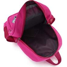 1pc Cartoon Rabbit Print + Nylon Backpack, Zipper Closure, Cute Style, Suitable For School, Travel, All Seasons - Hot Pink - View 7