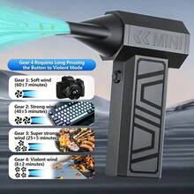 SULVGO Secador de pelo eléctrico tipo copo de nieve montado en el automóvil de 2000mAh con carga USB-C, soplador de limpieza portátil de 130,000RPM, secador turbo con 5 salidas de aire, ventilador de enfriamiento personal potente - Multicolor - Ver 1