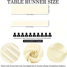 1pc Satin Table Runner, 10pcs Bowknot Chair Back Decorations, Smooth Fabric Decor Suitable For Wedding, Party, Birthday, Restaurant - Multicolor - View 4