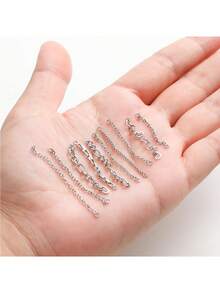 10Pcs Nose Rings Chain Stainless Steel Heart Double Nose Chains Nostril Piercing Jewelry For Women Men Silver Tone 32/35/38/40/45/50mm - Silver - View 8