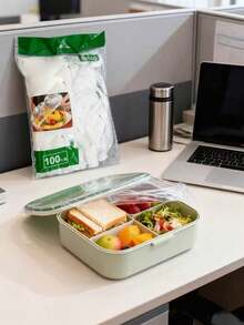 200pcs Disposable Plastic Wrap Covers, Elastic Rim Reusable Bowl Covers - White - View 3