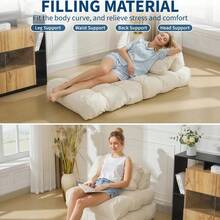 Sofá Cama Plegable 3 en 1 con Almohada Plegable colchón con Soporte Trasero, cómoda Silla portátil, sofá para Sala de Estar, recámara, no Requiere Montaje - Beis - Ver 6