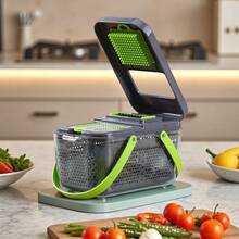 LIVINGANDHOME 22 In 1 Multi-Functional Kitchen Vegetable Chopper With Container,Kitchen Slicer Dicer Cutter For Onion, Potato, Carrot - Grey+Green - View 5