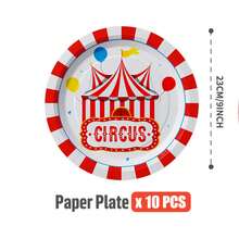 100/25/10pcs Circus Carnival Disposable Plates Napkins Cups, Disposable Party Supplies Set, Suitable For 25 Guests, Disposable Paper Plates Party Tableware Suitable For Birthday Wedding Theme Party Family Picnic - Multicolor - View 7