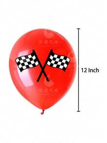 20pcs/Set Racing Checkered Flag Latex Balloons, Racing Theme Party Decorations, Car Banner, Birthday Decorations, 12 Inch Latex Balloon Decoration Set - Multicolor - View 6