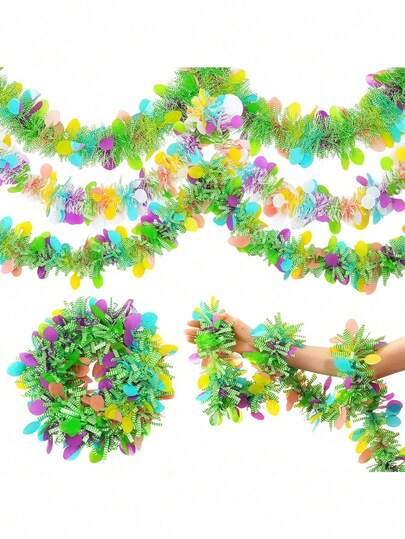1pc Easter Egg & Flower Decor Wire Wreath, Suitable For Indoor And Outdoor Use, Great For Easter And Party Decoration, Holiday Wreath, Vibrant Colors, Durable Decor, Easter Decoration