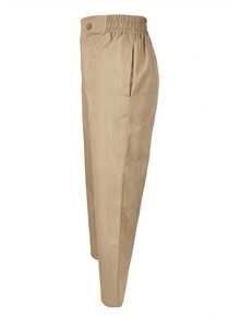 Women's Casual Khaki Pants With Elastic Waist And Pockets, Summer Work Pants - Khaki - View 6