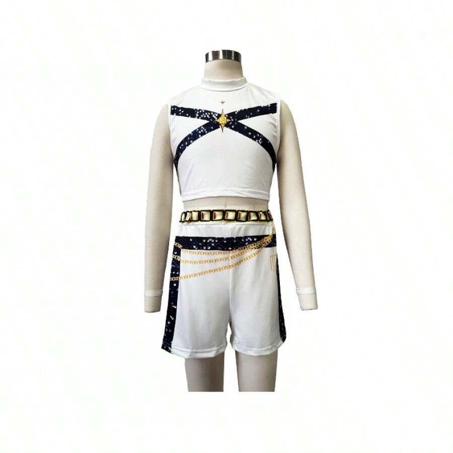 Cosplay Costume  Zoey Popular Singer Stage Costume Suitable For Children Aged 3-12 Black Printed Costume - 黑色3 - 查看 1
