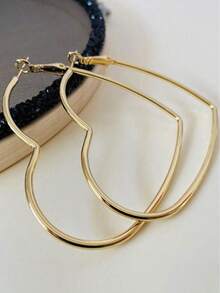 1 Pair Fashionable Faux Gold Heart Shaped Hoop Earrings - Gold - View 3