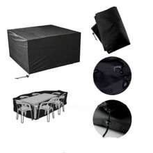 Funda impermeable para muebles de exterior, hecha de tela Oxford, resistente a la lluvia, la nieve, el polvo y los rayos UV, adecuada para muebles de jardín y patio, disponible en negro y plateado, múltiples tamaños para almacenamiento interior y exterior (hogar, oficina, viaje), Día de la Mujer, artículos de viaje, recuerdos de boda, Y2k, dormitorio, accesorios de coche para mujeres, decoración de cocina - Negro - Ver 10