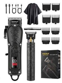 HIENA 男士四合一无线电动理容套装，包含理发器、修剪器、鼻毛修剪器，USB充电，专为全身理容设计，是理想的礼物之选。 - 黑色 - 查看 11