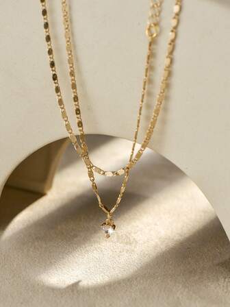 2pcs/Set Men's Fashionable Minimalist Heart-Shaped Copper Zirconia Pendant Multi-Layer Stacking Design Niche Luxury Bracelet Accessories, Gift