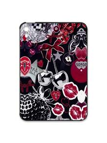 Y2K Baddie Collage iPad哑光黑保护壳，饰有复古迪斯科球、樱桃、红唇、豹纹、蝴蝶结、爱心锁图案，iPad保护套 - 黑色 - 查看 34