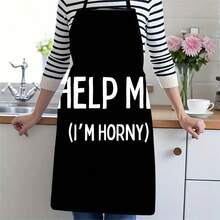 1PC Creative Text Theme Kitchen Apron, Suitable For Household Kitchen Cooking, Baking, BBQ, And Patio Use, Or Both Men And Women, A Unique And Creative Gift - Multicolor - View 19