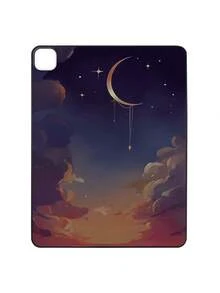 斋月氛围浪漫星空磨砂iPad保护壳，浪漫星空，文学疗愈风格磨砂iPad保护壳，渐变夜空，新月星辰图案iPad保护壳 - 黑色 - 查看 33