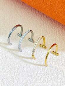 1 Piece Fashion Stainless Steel Fake Lip Ring, Suitable For Women's Daily Decoration, No Need For Piercing, Can Be Worn As A Lip Ring, Lip, Fake Pierced Lip Jewelry, Fake Nose Ring, Nose Clamp, Ear Cartilage Clamp, Ear Cartilage Clamp, Etc. - Fake Lip Ring - View 4