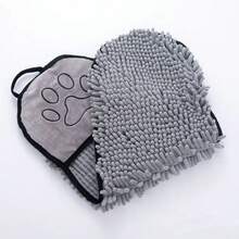 Toalla de Baño para Mascota con Bolsillos de Mano Absorbente de Microfibra - Gris - Ver 5