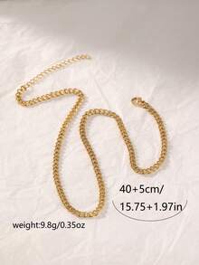 1pc Women's Stainless Steel NK Cuban Link Chain Necklace, Versatile Everyday Accessory - Yellow Gold - View 6