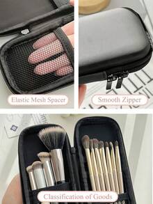 PU Makeup Brush Holder Case With Brush Slots, Portable Travel Makeup Brush Set Organizer Pouch For Lip Brush, Skincare Pen, Keys, Coins And Other Small Items, Cosmetic Bag, Multi-Functional Storage Box, Lightweight And Organized, Suitable For Travel, Cruise, Unisex - Multicolor - View 8
