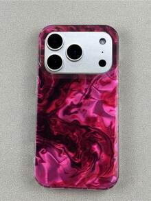 Fashion Blue And Rose Red Sea Irregular Water Wave Texture Soft Phone Case Compatible With IPhone 17 Pro Max 17 Pro 16 15 14 13 12 Pro Max 14 15 16 Plus 11 15 16 17 Summer Style Shockproof Bumper Back Shell Capa - Hot Pink - View 2
