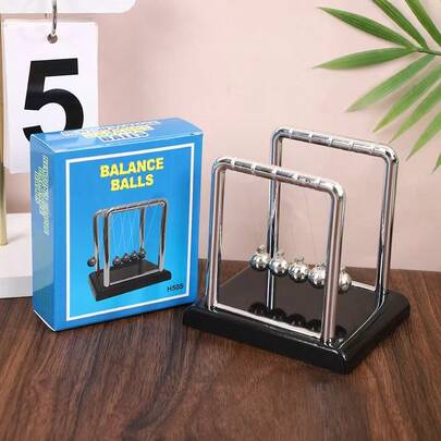 1pc Newton's Cradle Balance Ball - Office Desk Decor, Physics Demonstration Decor, Casual Desktop Accessory, Desktop Ornament, Non-Electric Plastic Structure, No Battery Required. Christmas Plastic Newton's Stress Relief Newton's Cradle Levitation Ball Toy Office Decor Creative Gift. (Special Note: When Unpacking And Taking Out The Accessories, Be Careful To Prevent The Connecting Rope From Getting Tangled, Which May Affect The Normal Use Of The Product)