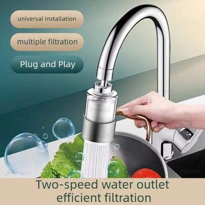 Universal Faucet Water Filter With Extender - 2 Spray Modes & 360° Swivel, Anti-Splash For Kitchen And Bathroom Sink