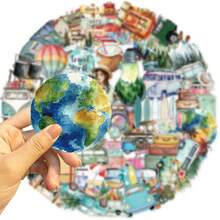 50pcs Simple Outdoor Travel Stickers, Creative Graffiti Stickers, Office Supplies, Mobile Phone And Computer Stickers, High-Value Waterproof Cool Stickers - Multicolor - View 4