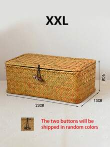 带盖编织篮,藤编收纳盒,编织收纳篮,适用于马桶水箱架、浴室、客厅、卧室、梳妆台、家居装饰、浴室配件、桌面收纳、收纳篮、长方形收纳盒、玩具收纳盒,适用于房间、走廊、厨房、浴室、卧室装饰,时尚实用。 - 棕色 - 查看 14