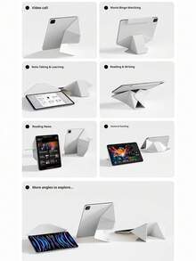 智慧翻蓋保護殼，相容 iPad A16 11代 2026 Air 11 M3 M4 M5 Pro 13 12.9 4代 5代 Mini A17 Pro，磁吸式 - 淺灰色 - 查看 12