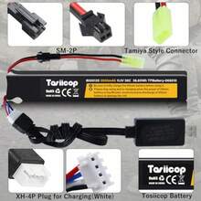 Tosiicop Airsoft Gel Blaster Battery - 11.1V 3500mAh Airsoft Lipo Batteries For Water Bead Splat Ball Splatter With Mini Tamiya Connector To -2P Plug Rechargeable Charging CableFull Of Fun - 如圖所示 - 查看 4
