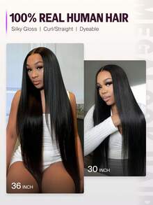 MEGALOOK 13x6 Three-Go™ Glueless Wig 36Inch Super Long Straight With Drawstring 100% Human Hair Wig - Pre Cut Transparent Lace Front Wig 12-36 Inch 180% Density Human Hair Beginner Friendly - No Glue Needed Natural Looking Daily Use Office Ready Corpse Bride Halloween Vibes Party Style Y2K Baddie Vacation Outfits Outdoor Cosplay Campus School Holiday Christmas Part Wedding Festival Ready For Women - SNatural - View 5