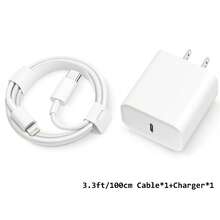 30W墙式充电器适配器，配备3.3英尺/6.6英尺USB-C转Lightning数据线，快速充电电源适配器，兼容 14/13/12/11 Pro Max Plus，便携式充电套装 - 美規A型插(110-127V) - 查看 12