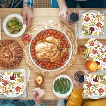 20张/40张/60张装，秋叶图案餐巾纸，枫叶纹，双层纸巾，秋季一次性餐巾纸，秋叶午餐晚餐餐巾纸，适用于感恩节、秋收节及其他家庭厨房派对用品，6.5 x 6.5英寸 - 彩色 - 查看 3