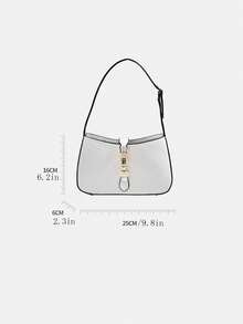 Tas baguette yang modis, serbaguna, dan mewah dengan tali bahu yang dapat disesuaikan, penutup gesper yang elegan, cocok untuk jalan-jalan, kencan, fotografi, bepergian, bekerja, liburan, dan penggunaan sehari-hari. - Putih - View 6