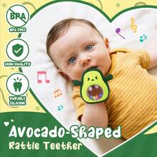 1个婴儿硅胶牛油果磨牙手套，适合3个月以上的婴儿，防掉落腕部磨牙器，满足宝宝的吸吮需求 - 彩色 - 查看 2