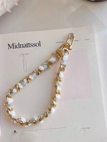 1pc Elegant Phone Case Chain, Handmade Bracelet, Bag/Key Chain, Wristlet - Multicolor - View 4