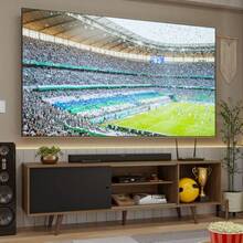 Madesa Mueble Mesa Rack para TV hasta 80 Pulgadas con Puerta corrediza y 4 nichos Dubai - Marrón - Marrn - Ver 2