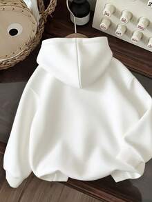 sweat-shirt à capuche de style de rue décontracté et Y2K pour le printemps/été, style minimaliste amusant pour le port quotidien, parfait pour les festivals. Imprimé boule disco noire sur un matériau en coton confortable, idéal pour les fêtes et les sorties - Blanc - Voir 2