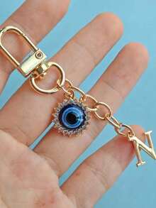 Evil Eye Keychain With Blue Eye Charm & Initials (A-Z) - Golden-Tone Rhinestone-Encrusted Protection Talisman, Durable Metal-Like Letters For Women, Car Keys, Personalized Pendants, Bag Accessories, Key Accessories,,Ideal For Birthday, Graduation, Wedding Gifts, Backpack And Car Key Decor, Friendship Day Present, Decorative Keyring,Valentine'S Day Gifts, Recent Holiday Gifts,Suitable Gifts For Family, Friends, Colleagues, And Classmates - Multicolor - View 17