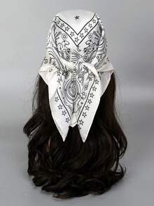 1pc Bandana Geometric Print Scarf, Shawl, Neckerchief, Headscarf For Women - Multicolor - View 10