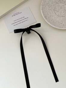 2个纯色可爱ABS塑料发夹，黑色可爱蝴蝶结发爪，小巧甜美涤纶丝带蝴蝶结发圈，优雅发饰，送她的礼物，适合所有季节 - 彩色 - 查看 5