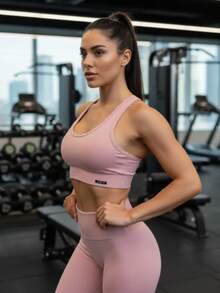 K2b Original Cropped Swimmer Sport Fitness Top - Màu hồng gỉ - Xem 5