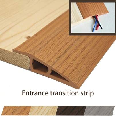 1pc 7cm/2.75in Self-Adhesive PVC Door Threshold Protector, Wood Grain Floor Transition Strip, Scratch-Resistant Door Floor Transition Strip, Home Self-Adhesive Door Threshold Ramp Design, Decorative Speed Edge Guide For Wood Flooring And Carpets, Suitable For Carpet Edging, Protecting Tile And Floor Joints, Decorative Home Decor