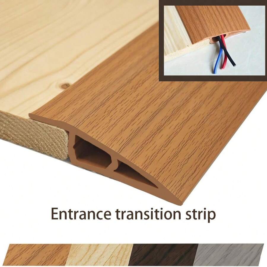1pc 7cm/2.75in Self-Adhesive PVC Door Threshold Protector, Wood Grain Floor Transition Strip, Scratch-Resistant Door Floor Transition Strip, Home Self-Adhesive Door Threshold Ramp Design, Decorative Speed Edge Guide For Wood Flooring And Carpets, Suitable For Carpet Edging, Protecting Tile And Floor Joints, Decorative Home Decor