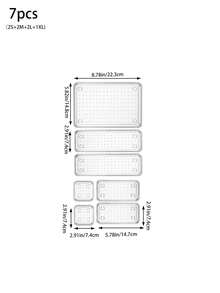 1/5/6/7/8pcs Set Transparent Plastic Drawer Storage Boxes, 4 Sizes Desktop Drawer Divider Boxes, Multi-Functional Transparent Cosmetic Storage Containers, Suitable For Skincare, Stationery, Miscellaneous, Applicable For Bathroom, Kitchen, Office, Bedroom, Holiday Gift - Clear - View 14