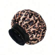 1 pieza Gorro de satén liso para dormir, gorro de dormir con estampado de leopardo - Amarillo - Ver 4