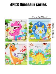 1/4/6/8/12/40片装儿童9片装木制拼图,卡通动物认知拼图套装,儿童益智玩具,恐龙、海洋动物、交通工具、昆虫系列拼图,蒙特梭利玩具,拼图游戏,儿童礼物 - 彩色 - 查看 39