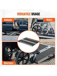 Portable Wheelchair Ramp 2FT, Non-Slip Aluminum Folding Handicap Ramp, Door Threshold Ramps For Wheelchair For Home,Wheel Chair Ramp Steps, Cars, Scooter, Cart, Curbs, Stairs - Black - View 6